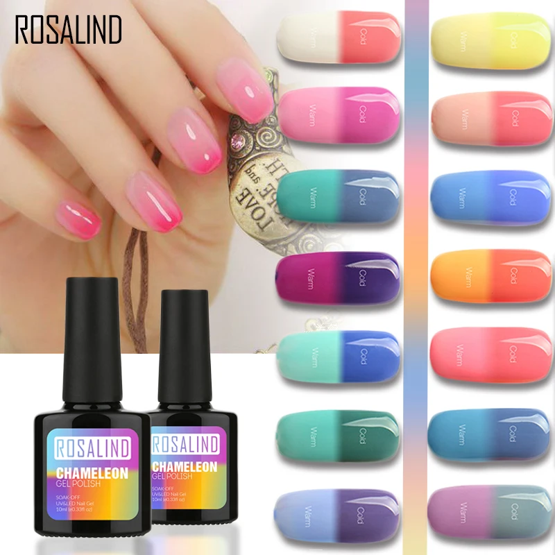 Гель лак для ногтей ROSALIND 1 S 10 мл меняющий температуру дизайна УФ светодиодный