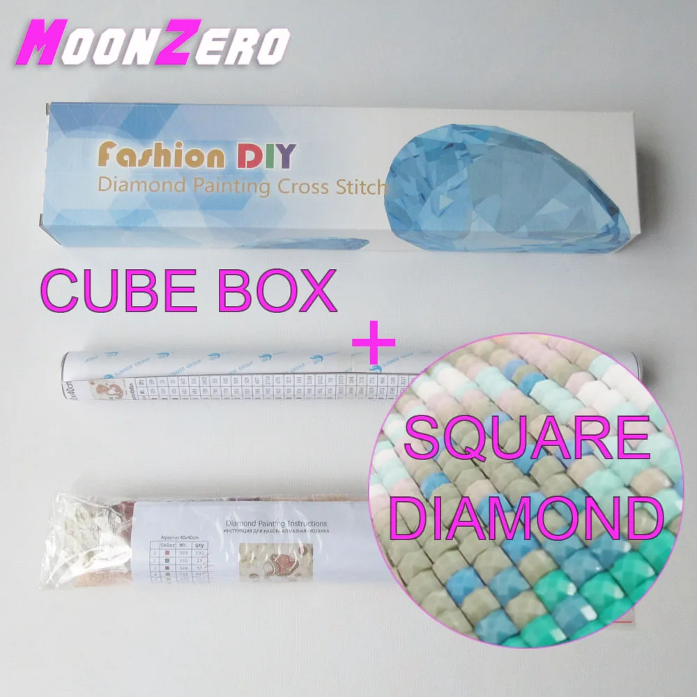 CUBE BOX-SQUARE MoonZero Пользовательские Фотографии 5D алмазная краска ing крестиком DIY Полная полимерная мозаика рукоделие вышивка ручной работы мозаичная картина - Color: CUBE BOX-SQUARE