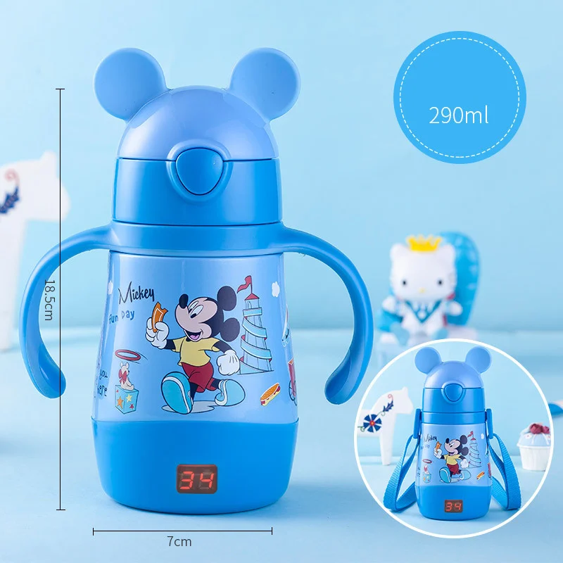 Disney детская соломенная бутылка для воды из нержавеющей стали с ручкой на дисплей температуры воды бутылки - Цвет: Mickey