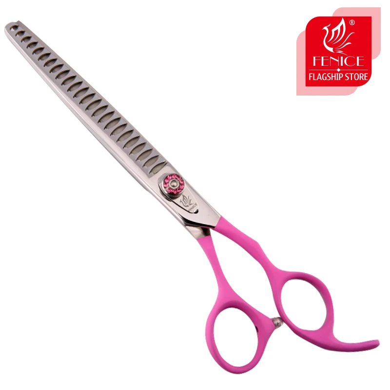 pink 7.0 inch Fenice 7,5/8,0/9,0/9,5/10 дюймов Высокое качество красочные ручки Профессиональные ПЭТ Уход за лошадьми Собака Ножницы Прямые - Цвет: pink 7.0 inch