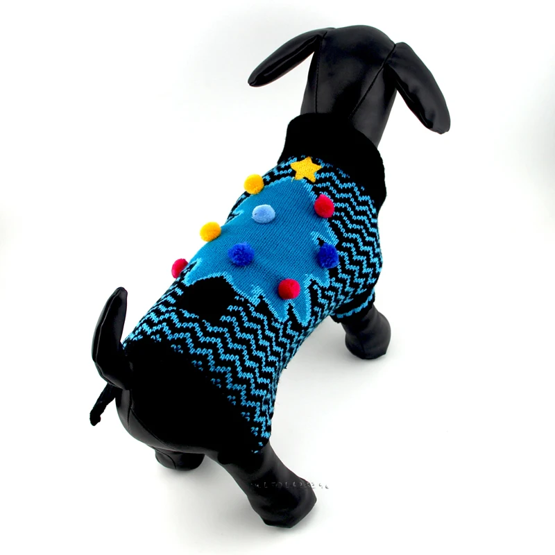 Christmas Tree Dog Sweater Winter Pet Knitting Coat Stripe Puppy Clothes For Small Dogs Cats Blue Pets Clothing DOGGYZSTYLE |