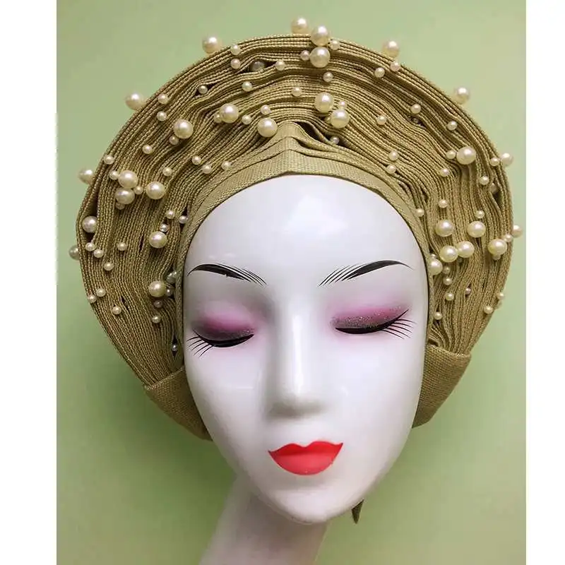 as picture Африканские бусины новая мода авто ASO OKE gele Мода Африканский головной убор красивая лучшая цена asooke нигерийские женщины любят - Цвет: as picture