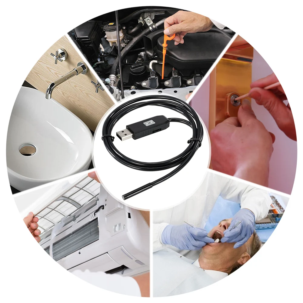 

2M 6 LED 7MM Lens Endoscope IP67 Waterproof Inspection Borescope USB Wire Snake Tube Camera for OTG Compatible Android Phones