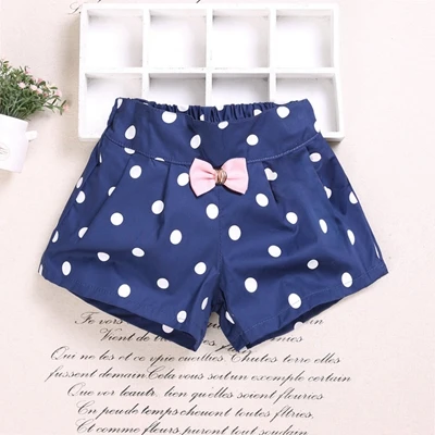 Dot Navy Шорты для девочек летние детские шорты с героями мультфильмов, лидер продаж, штаны с тремя точками, пляжные шорты ярких цветов - Цвет: Dot Navy