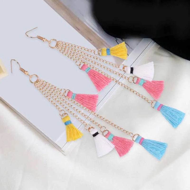 Женские длинные серьги с бахромой Boho женские 2019|Серьги-подвески| |
