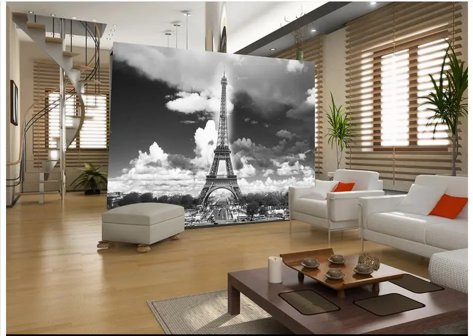 

High Quality Hot Sale New Custom 3d murals wallpaper The Eiffel Tower wall painting in the background wall paper room wallpaper