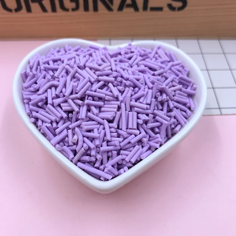 long light purple Октября посыпать! 100 г/лот, самый популярный товар, большой размер, цветная глина для рукоделия, украшения для телефона, DIY(около 5-6 мм - Цвет: long light purple