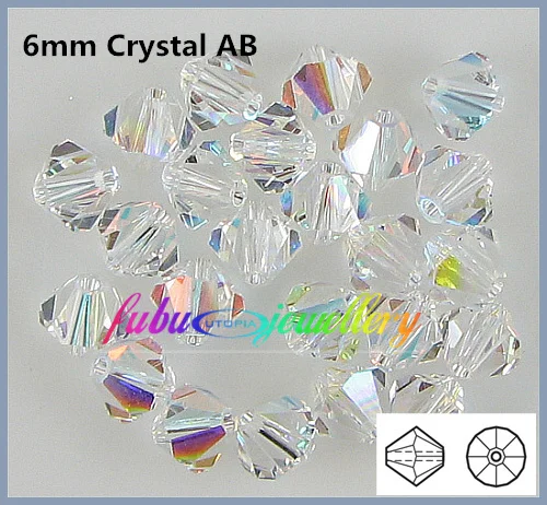 Free Shipping! 288pcs/Lot AAA Chinese Top Quality 6mm Crystal AB Bicone Beads | Дом и сад