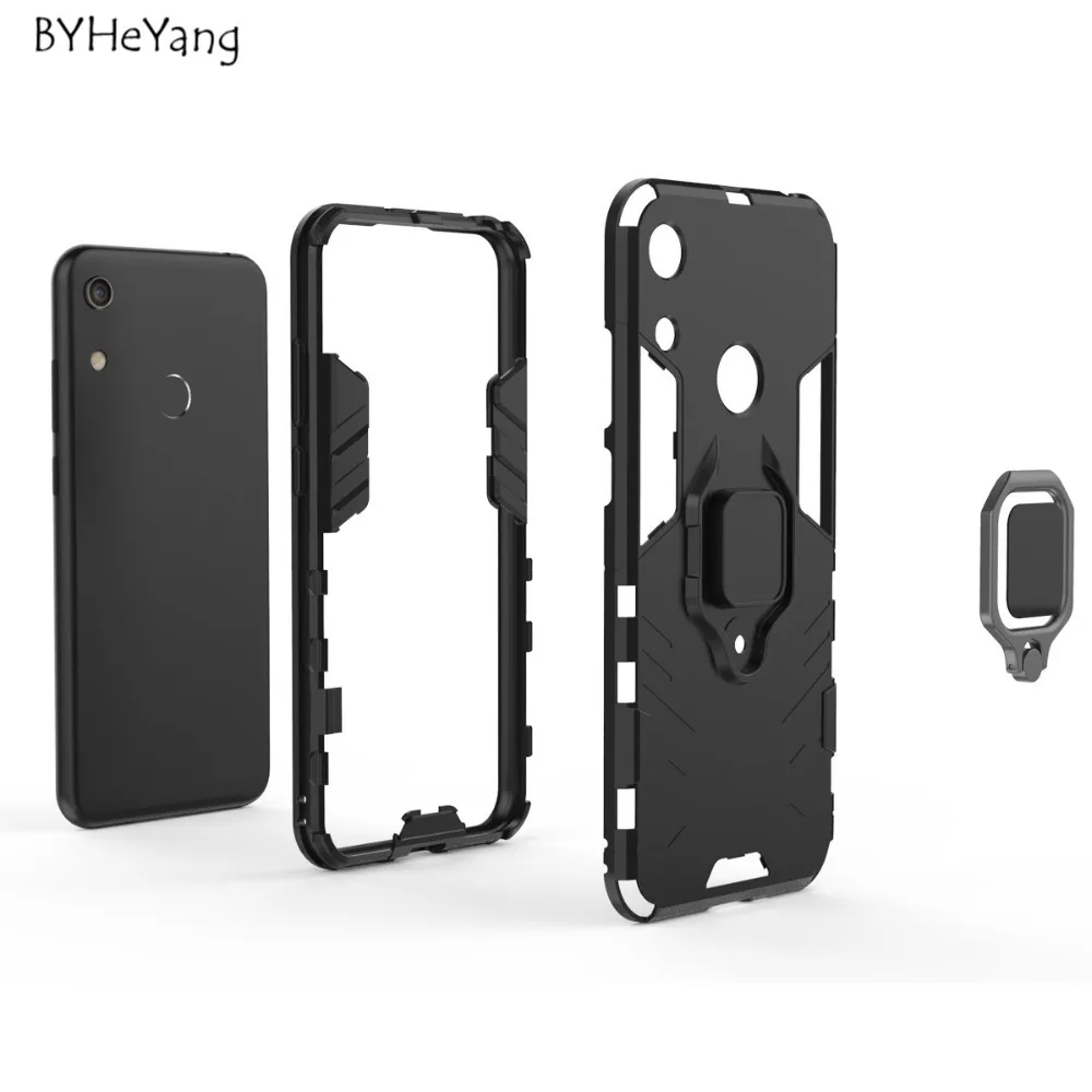 Чехол для Honor 8A армированный чехол из поликарбоната металлический кольцевой