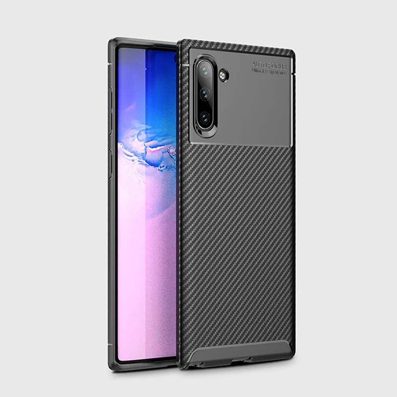 Черный Чехол Raugee для samsung Galaxy Note 10 Note 10 Pro чехол Роскошный бампер из углеродного волокна чехол для телефона чехол для samsung Note 10 9 coque - Цвет: Черный