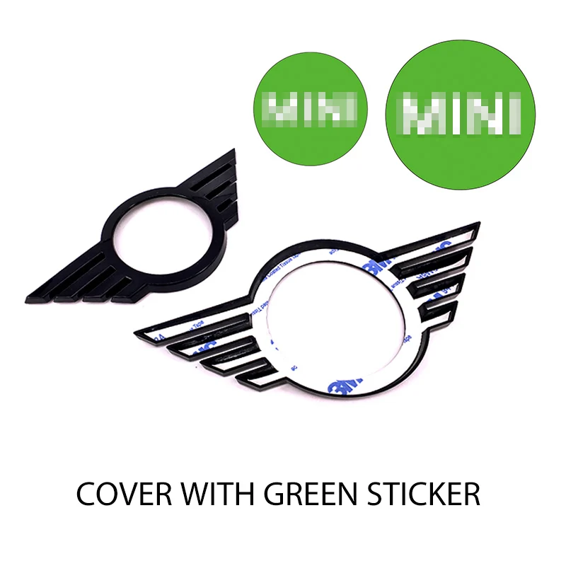 COVER WITH GREEN Фирменная Новинка ABS Материал черный Цвет крышка с эмблемой для LCI Facelift mini cooper F56 F55 F54 F60 F57(2 шт./компл - Название цвета: COVER WITH GREEN