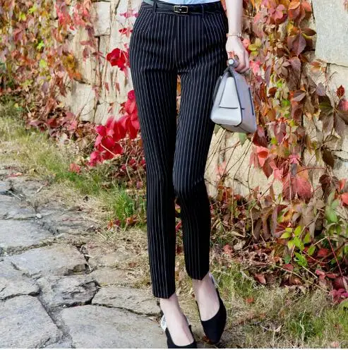 

Professional trousers Ankle-Length Pants 2018 summer new fashion slim black stripes formal pant