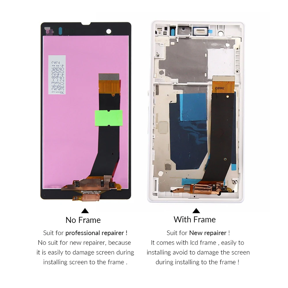 

100% No Dead Pixel LCD Screen For Sony Xperia Z L36h L36i C6603 C6602 LCD Display Touch Screen Digitizer + Frame Assembly