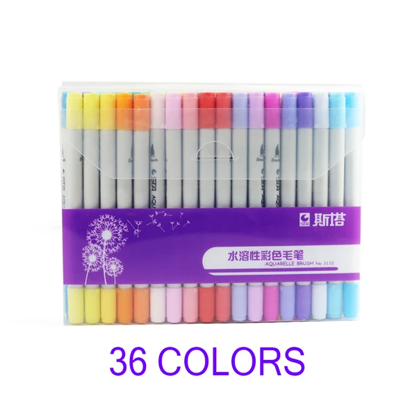 36colors STA 80 цветов Двойные наконечники Акварельная Кисть ручка маркер набросок рисунок набор с наконечником Fineliner для дизайна художественные маркеры - Цвет: 36colors