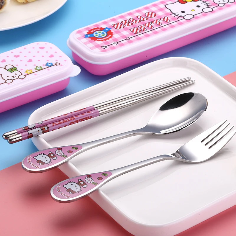 Модная Посуда Столовые приборы кухонная посуда Hello Kitty Spork набор для