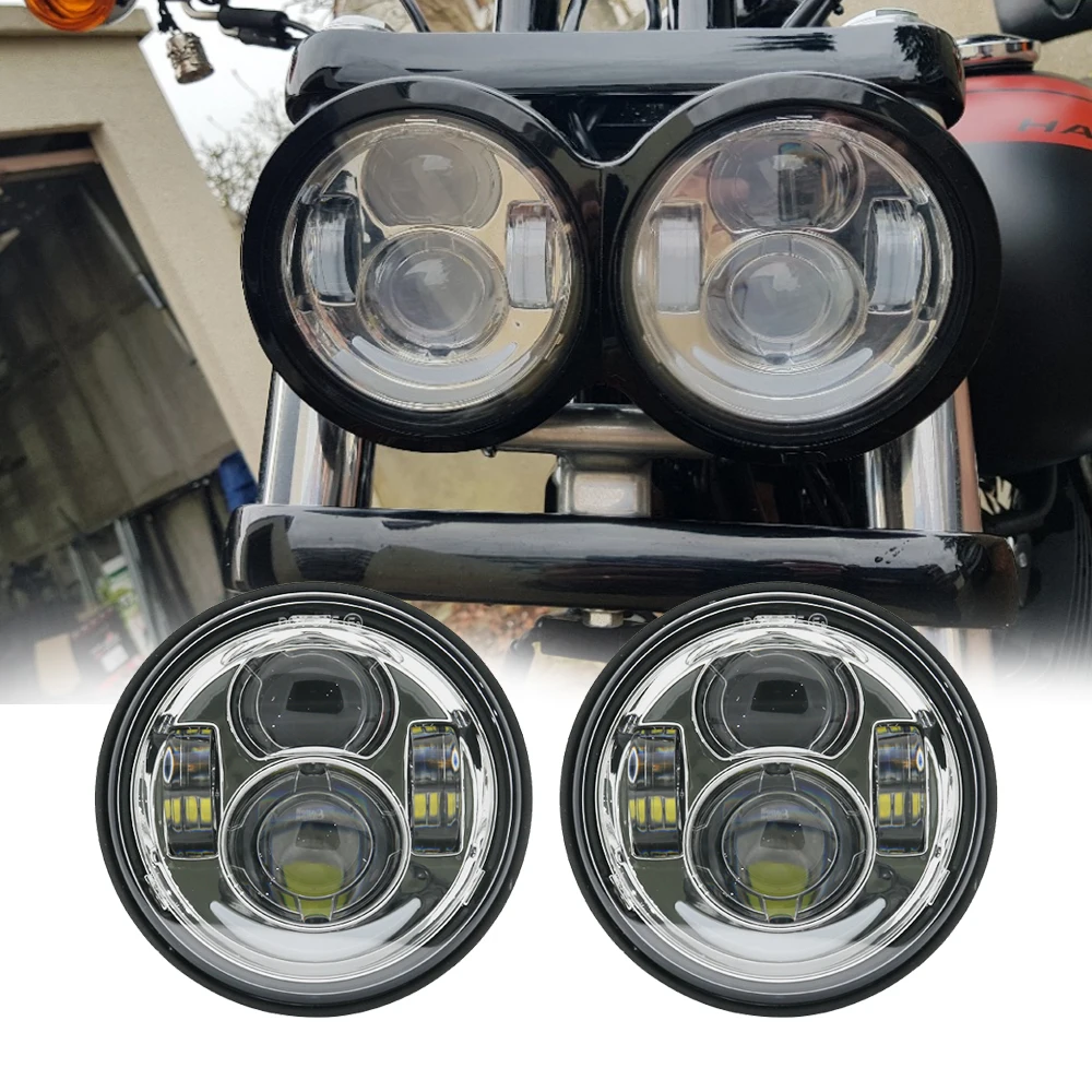 Светодиодные мотоциклетные черные фары для Harley Fat Bob FXDF 2008 2016 Chrome| |