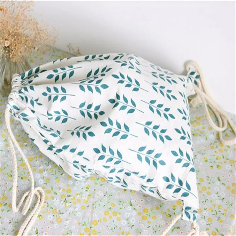 Пшеничное ухо Drawstring хозяйственная сумка женский зеленый холщовый рюкзак для