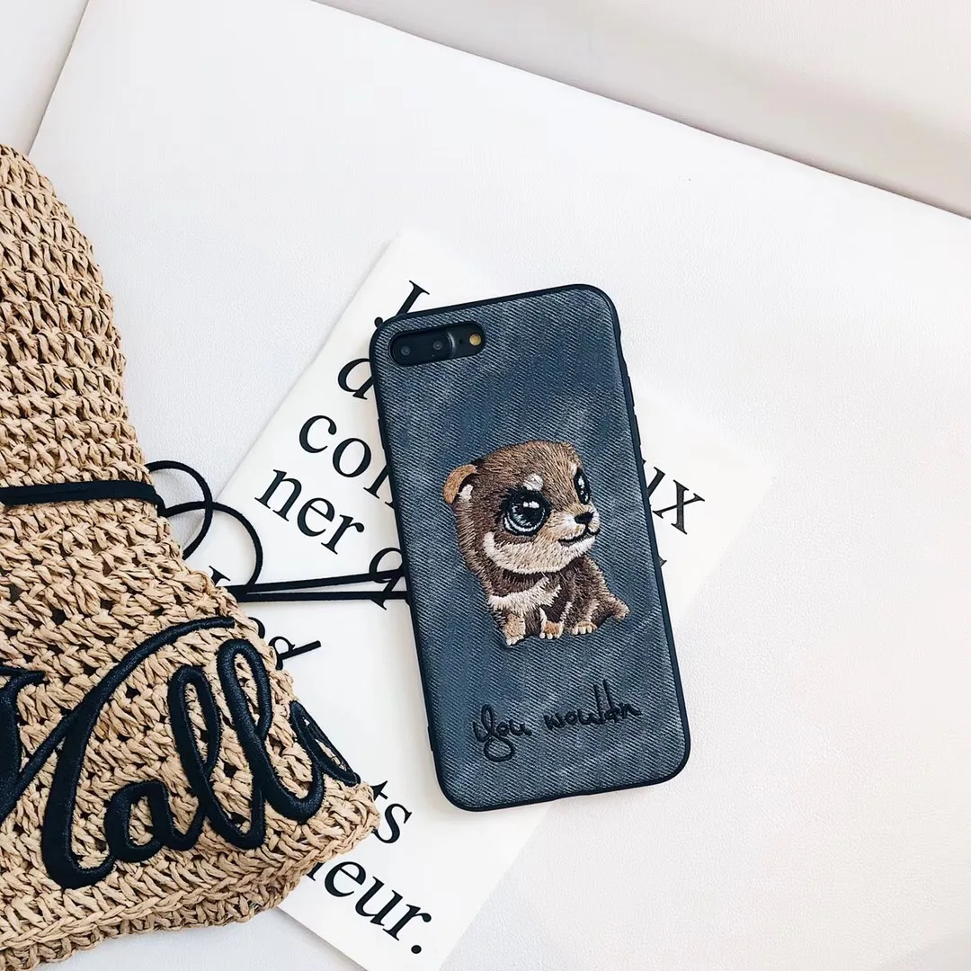 Милый 3D вышивка собака породы Шнауцер Pet Чехол для iPhone Xs MAX Xr X 6 6splus 7 8plus мягкая
