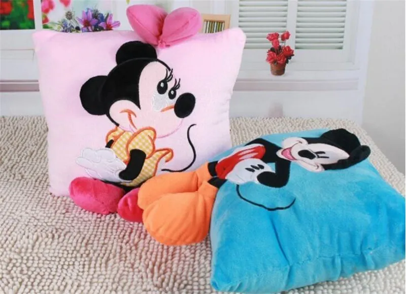 1 шт. 35 см 3D Микки Маус и Минни Маус плюшевая подушка Kawaii Микки и Минни мягкие Подарки для девочек/детей