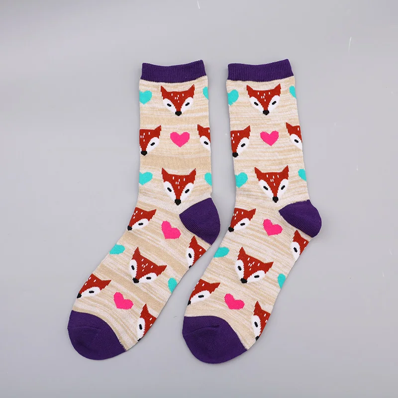 

Fashion Happy Socks Cotton Soft Sox Beautiful Curve Women Ladies Girls Harajuku Puppy Cat Art Ankle Sock