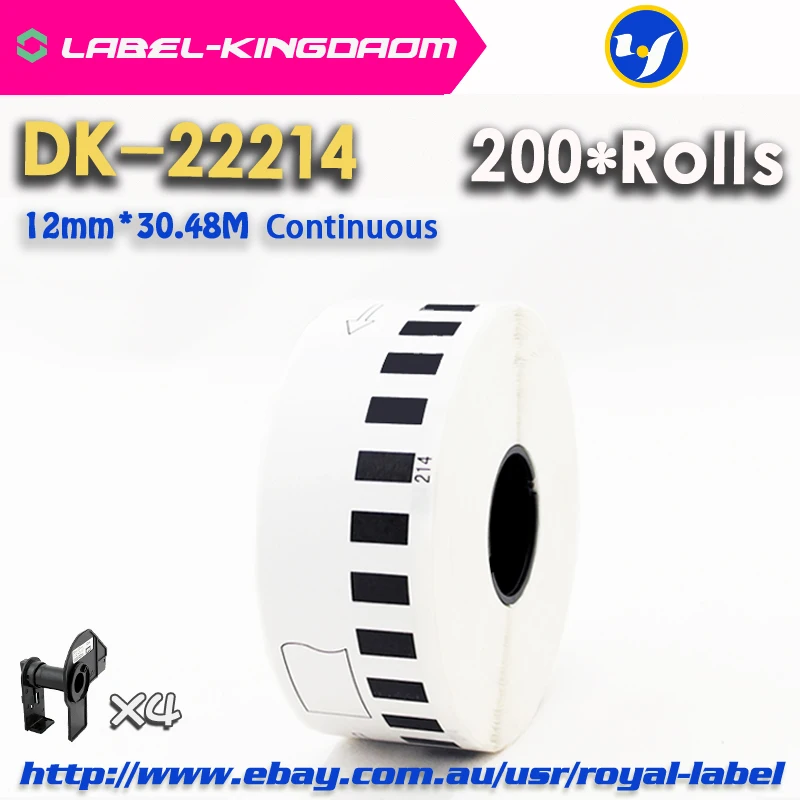 

200 заправка Рулонов Совместимый DK-22214 этикетка 12 мм * 30,48 м Непрерывная Совместимость для устройство для печатания этикеток белый DK22214 DK2214