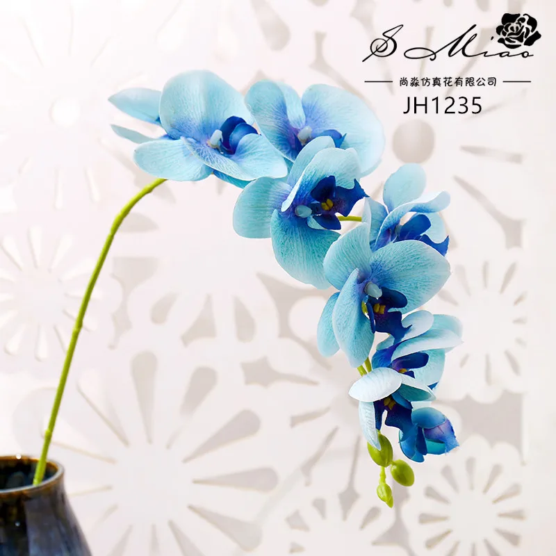 9Flowers Blue 70-90 см бежевый розовый синий белый искусственная Орхидея, бабочка цветок для дома сад фестиваль вечерние украшения искусственные цветы - Цвет: 9Flowers Blue