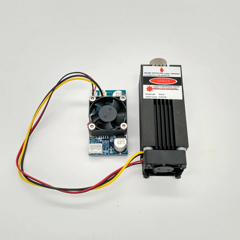 5.5w 450nm blue laser module, laser engraving machine parts, laser cutting TTL module 5500mw laser tube