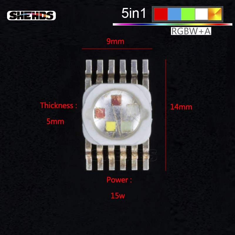 

4pcs/lot Fast Shipping LED RGBWA 5in1 Lighting LED Chips Red/Green/Bule/White And Amber SHEHDS Stage Lighting