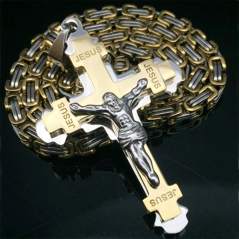 1 шт. из нержавеющей стали византийский золотой тон крест Иисуса Христа подвесные