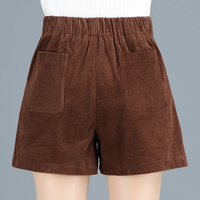 Женские вельветовые шорты с широкими штанинами черные коричневые