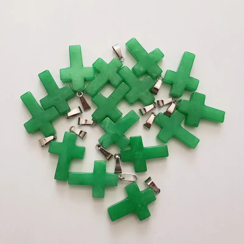 

Hot Fashion Cross Malaysia Natural stone cross pendant Necklaces for jewelry making Earring accessories 50pcs/lot