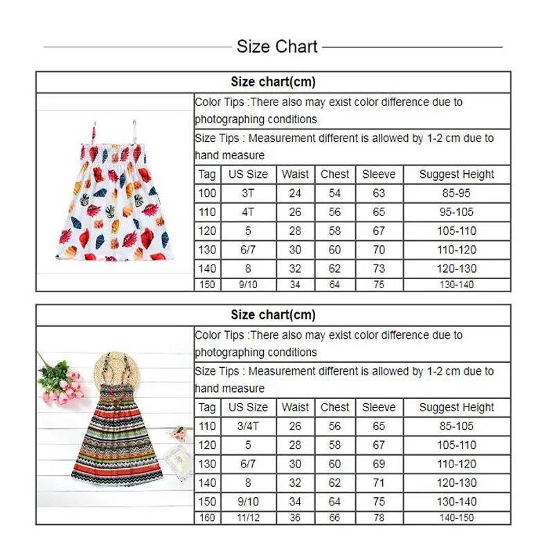 2019 Summer Beach Youth 3-12 Years Old Baby Girl Dress Bohemian Flower Princess Sling Necklace Holiday | Детская одежда и обувь