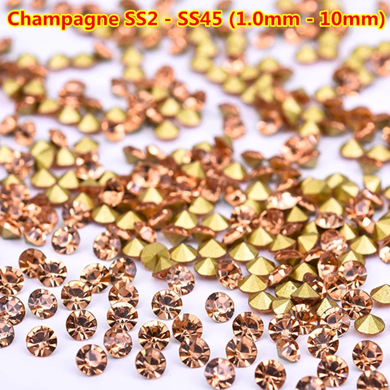 1440 штук 27 цветов Pointback Czech Crystal Rhinestones Nail Art Strass ss6 1,9 мм - 2 мм Pointed Foiled Back Faceted Decor on.