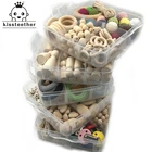 Деревянные кольца для вязания крючком в 5 упаковках, деревянные колышки для Кул, смешанные цвета, рандомные зажимы для вязания крючком, разные деревянные бусины, детские игрушки для прорезывания зубов сделай сам