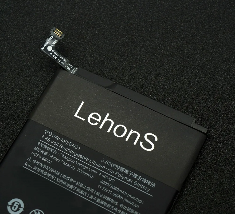 LehonS 1x3000 мАч/11.55Wh умная запасная батарея для мобильного телефона Xiaomi Mi 5X Mi5X/Redmi Note