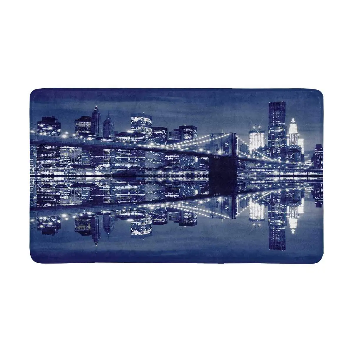 Brooklyn BriMDZLDGe Manhattan Skyline at Night New York City Indoor Entrance Doormat Rubber Backing | Дом и сад