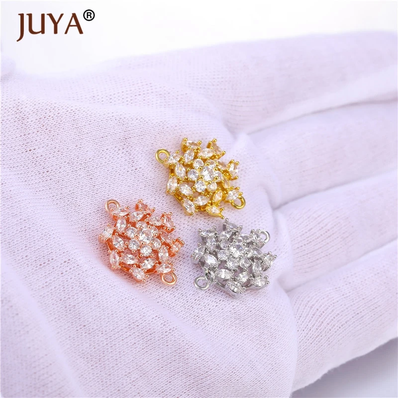 Блестящие циркониевые кристаллы цветок Разъемы для изготовления украшений