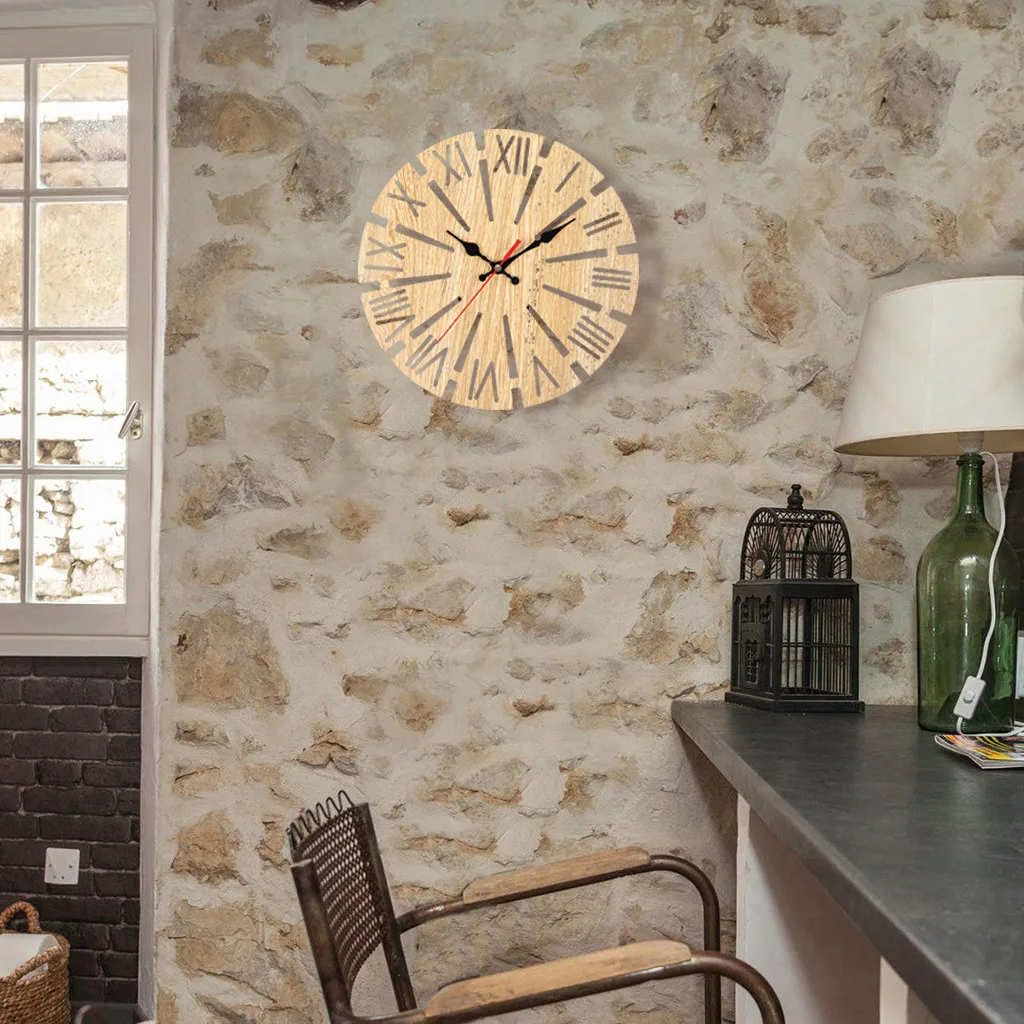 3D Ретро стиль декоративные круглые Настенные часы для дома офиса бара украшения