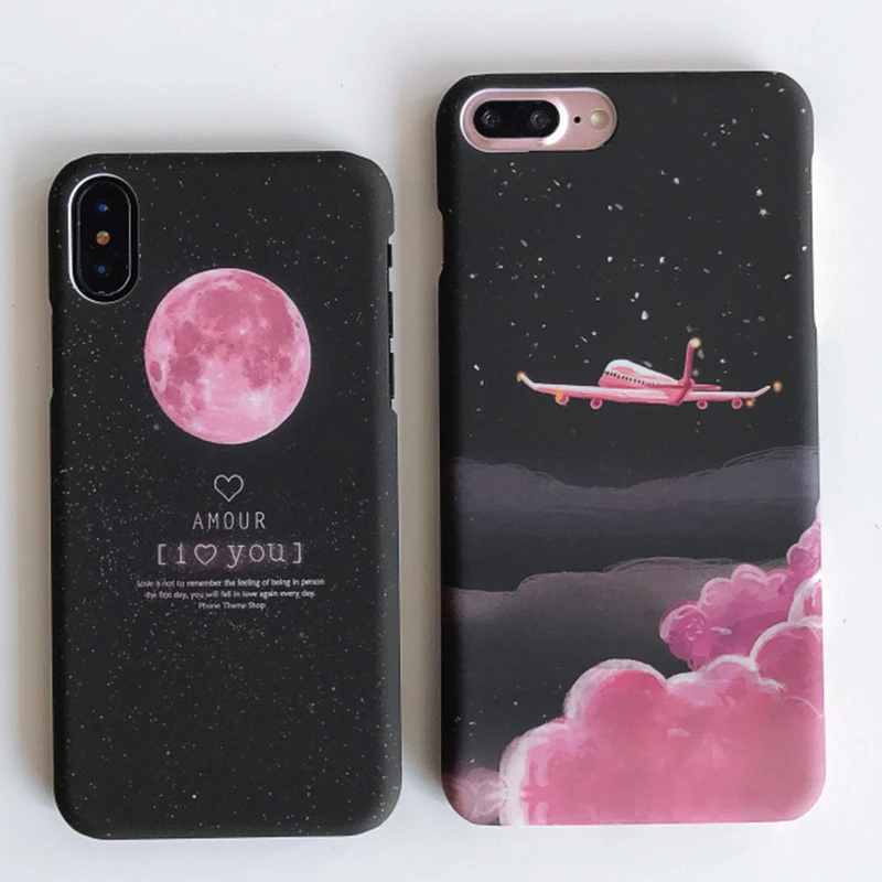 Universe Planet Stars Sky Space Moons Case for iPhone XS Max XR X 10 7 8 Plus 6 6s Matte Hard Cover Plane Airplane Mount Fuji | Мобильные
