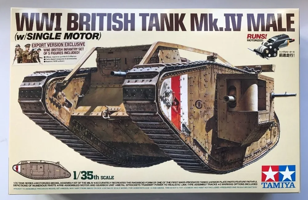 Tamiya 30057 Британский BR Mk.IV Мужской Танк WW1 (с одним мотором) 1/35 набор