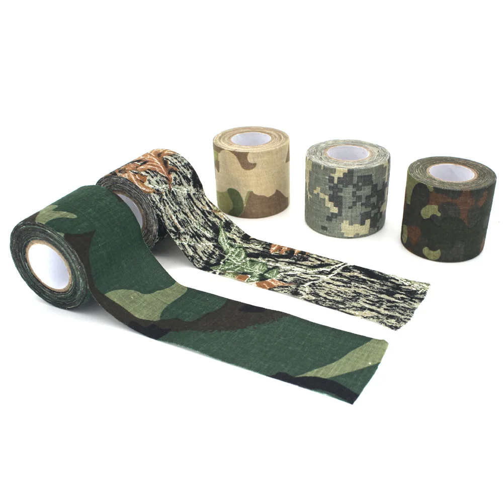 4.5*500cm Plastic Retractable Non-woven Outdoor Camouflage Hunting Cycling Stickers Tape Army Camo Wrap Sniper Rifle Hide | Спорт и