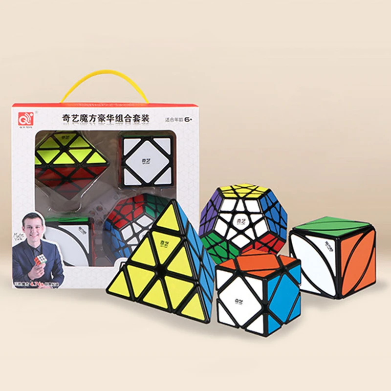 Qiyi Mofangge 4 шт./компл. Magic Cube подарочный набор, 2x2x2, 3x3x3, 4x4x4, 5x5x5 цветной спидкуб Megaminx Профессиональный кубики забавные игрушки для малышей