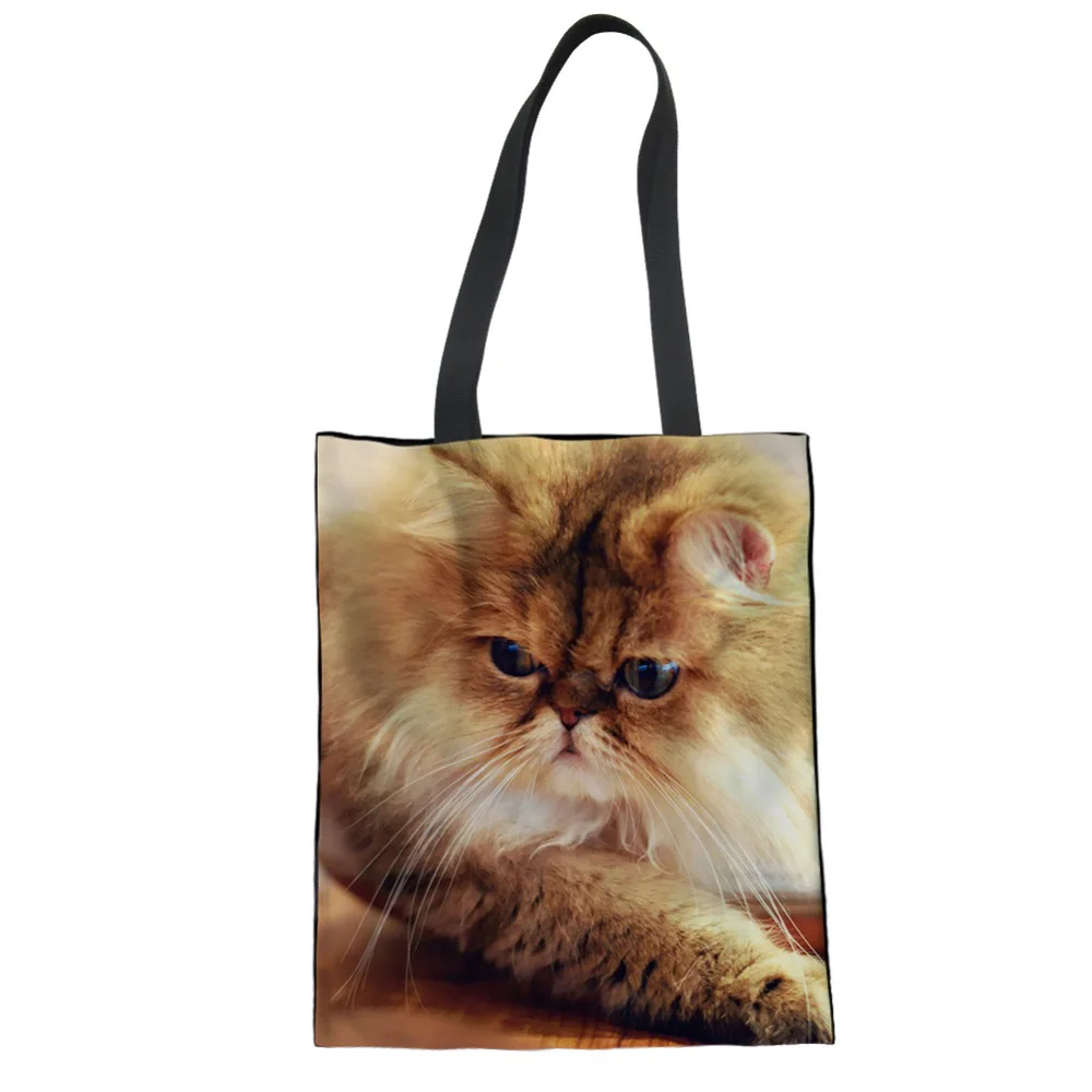 WHEREISART Siamese женская сумка шоппер с принтом кота сумки через плечо Экологичная для