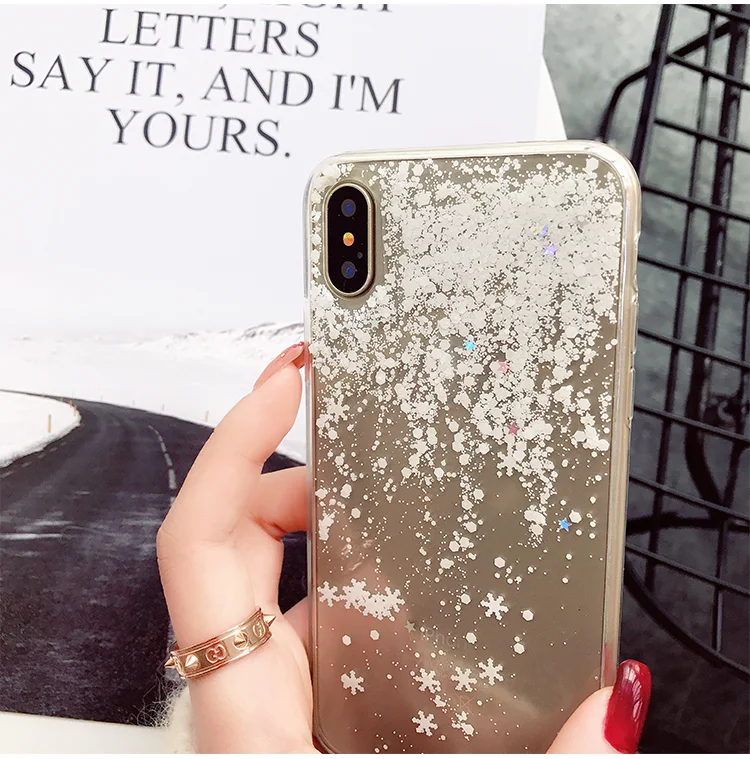 Милый Рождественский чехол со снежинками для телефона iPhone 11 Pro XR XS MAX Блестящий