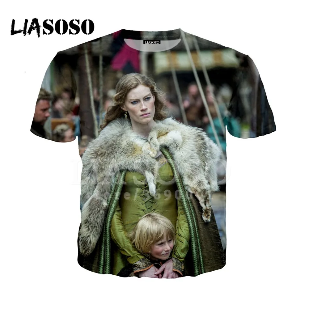 Женская и мужская футболка LIASOSO с 3D принтом Рагнар из викингов Lothbrok Lagertha летняя в