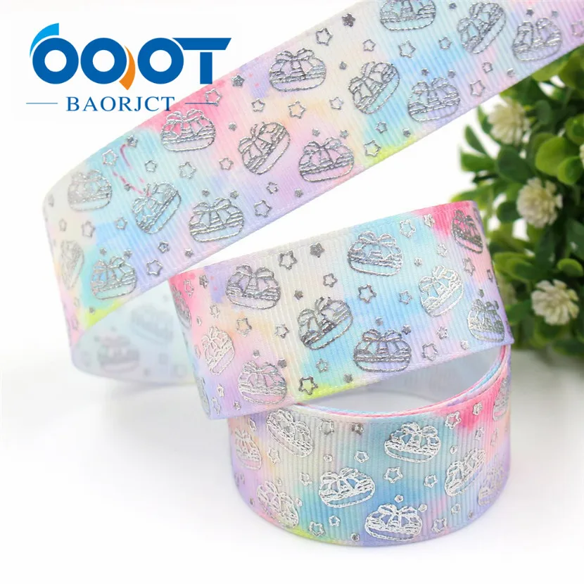 I-19326-754 OOOT BAORJCT I-19326-749, 10 ярдов 25 мм Лазерная Серебряная Милая мультяшная печатная корсажная лента DIY ручной работы головные уборы свадебный подарок упаковка - Цвет: I-19326-754