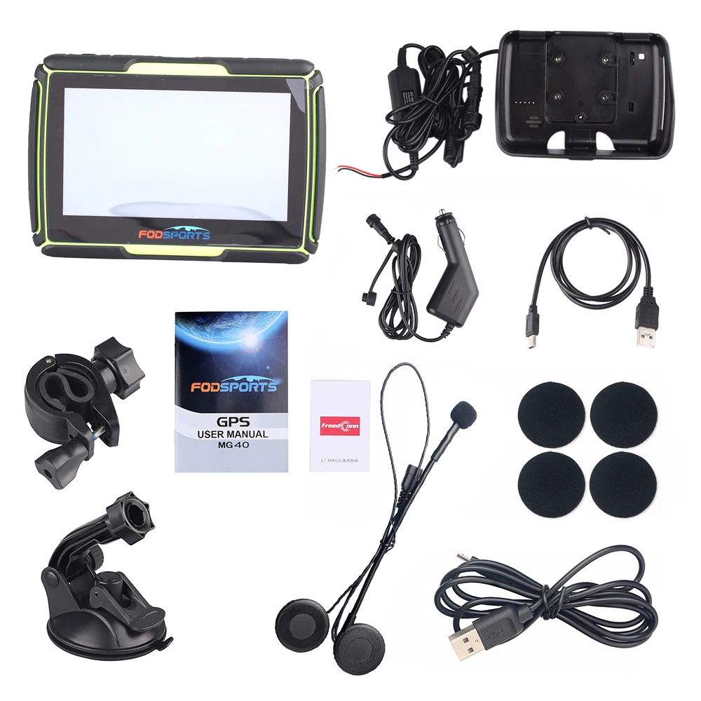 Fodsports 4,3 дюймов 256 MB 8 GB мотонавигатор мотоцикл IPX7 gps навигатор из водонепроницаемого материала с bluetooth гарнитура карта