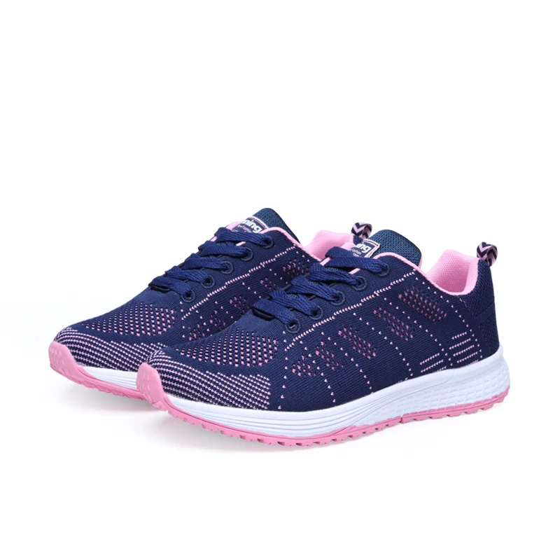 Женская Повседневная обувь; Модные дышащие прогулочные сетчатые туфли на шнуровке; женские кроссовки; коллекция года; tenis feminino; Цвет черный, белый; размера плюс - Цвет: A08Blue Red