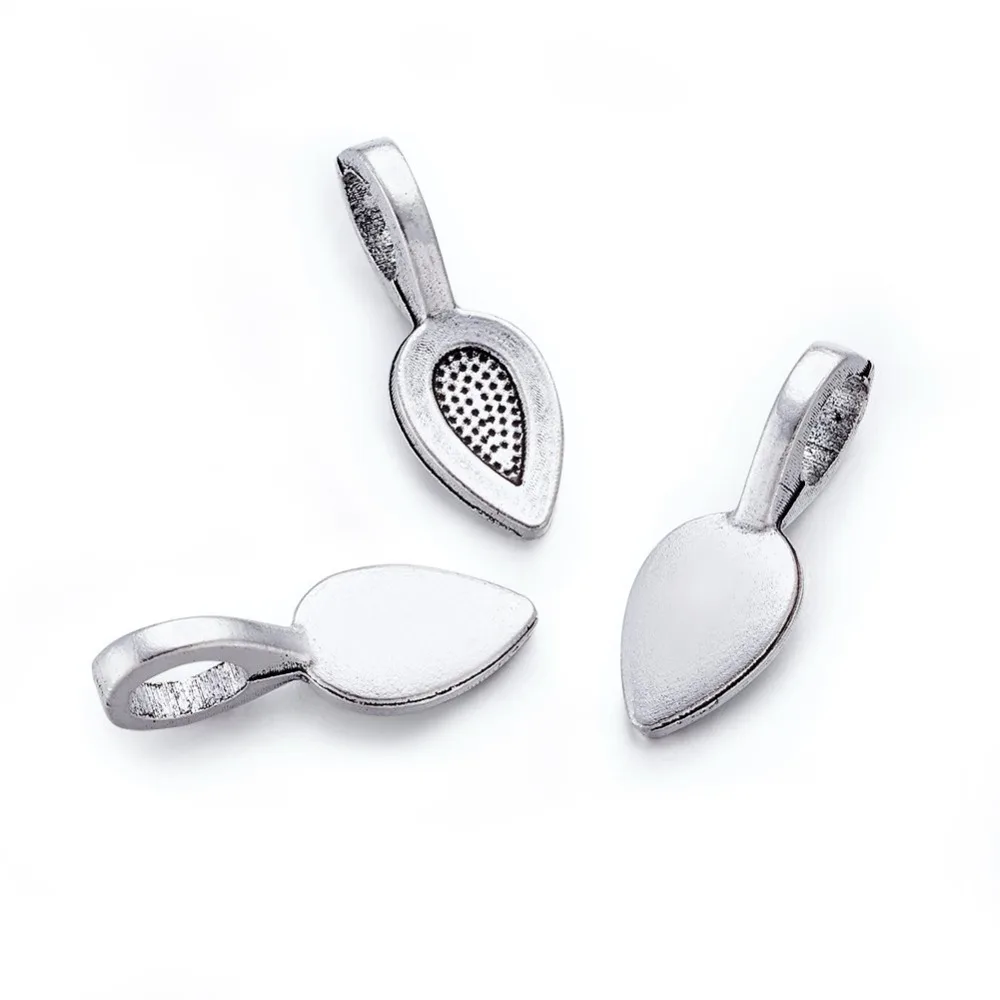 50 шт. античные клеевые плоские клеи в виде серебряных листьев 21x8 мм для подвесок