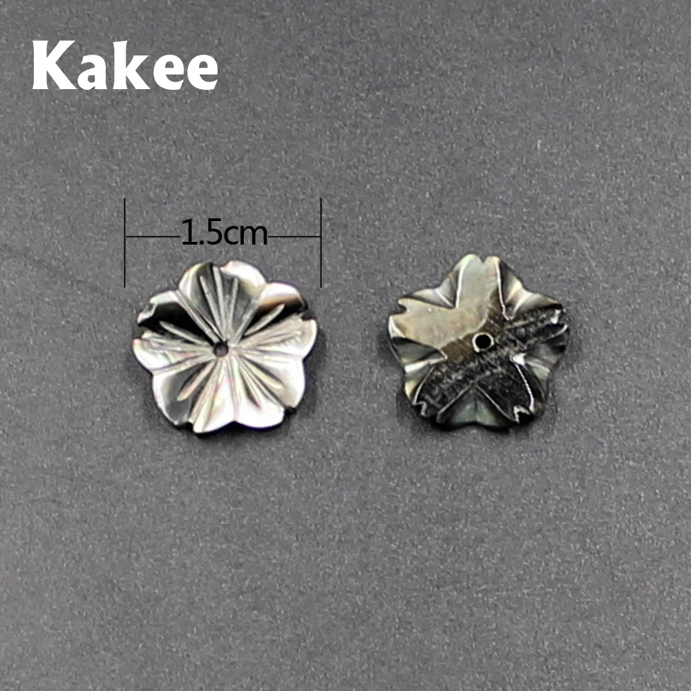 Каки из натурального жемчуга с резным цветком амулет черный корпус бисер для